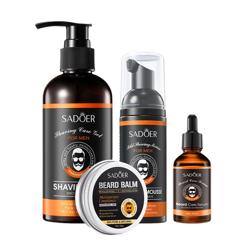 Beard Oil Growth - Bartwachstumsset für Männer, Bartöl, Bartbalsam, Rasierschaum,