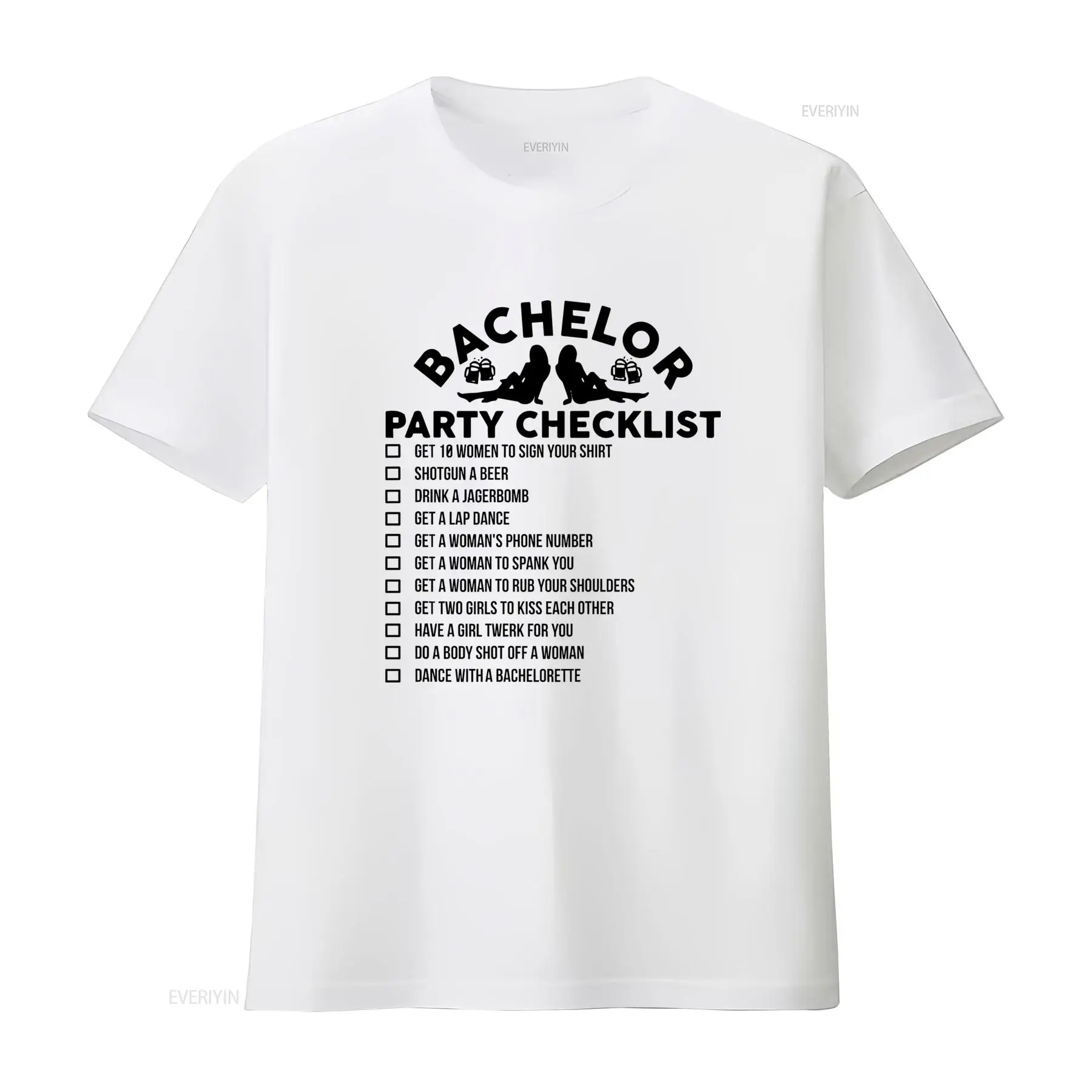 Men'S Grooming Checklist - Lustiges Bachelor-Party-Checklist-T-Shirt für Bräutigame, die sich