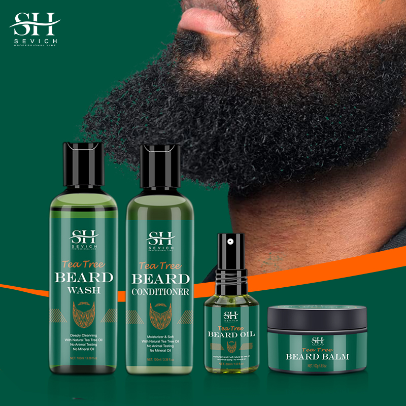 Beard Oil Growth - Bartwachstumsset für Männer, Teebaum-Haarverstärker, dickeres Bartpflegeöl,