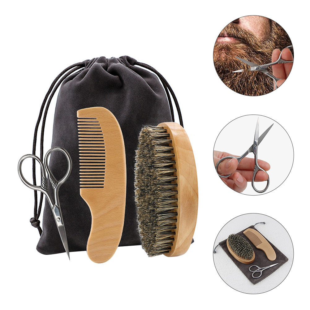 Men'S Grooming Scissors - 1 Set Bart-Styling-Set für Männer, Premium-Bartbürste,